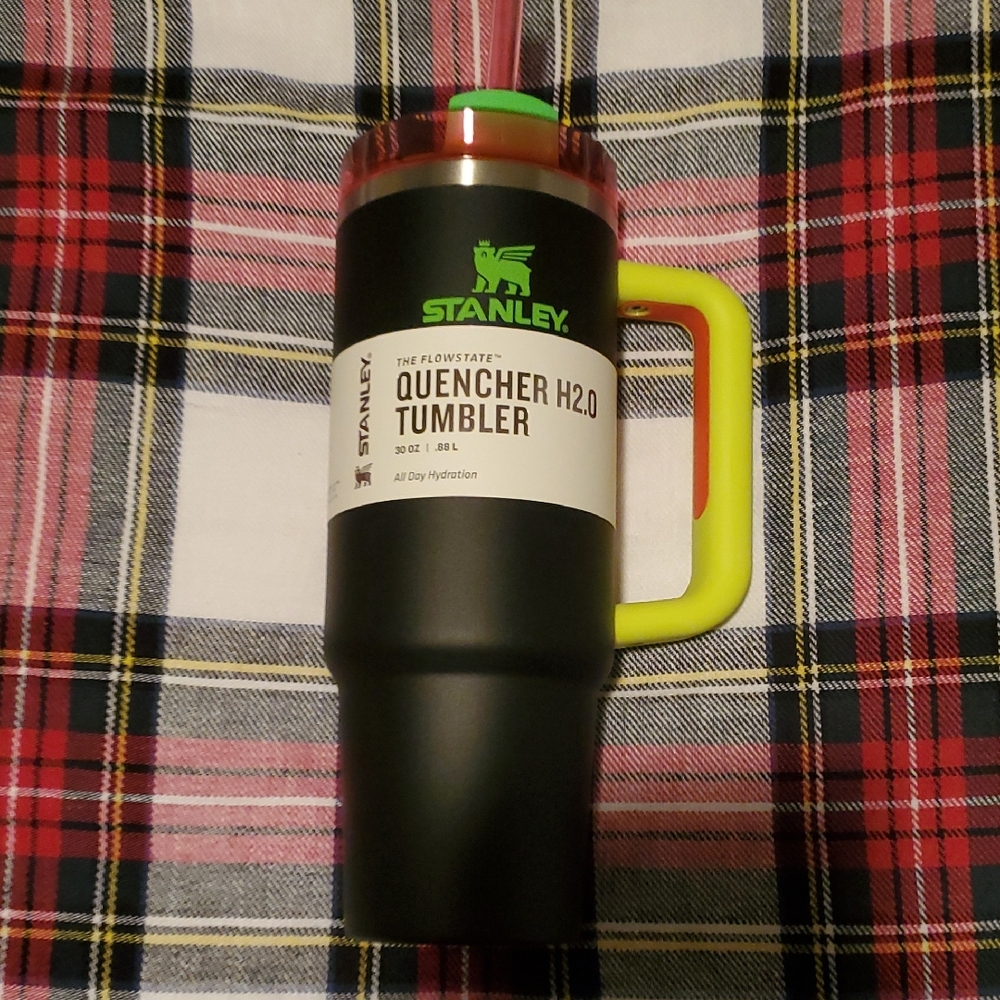 Stanley Quencher Black Neon 30oz with Straw Topper & Boot